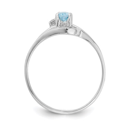 14k White Gold 5x3mm Oval Blue Topaz A Real Diamond ring