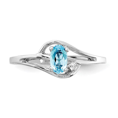 14k White Gold 5x3mm Oval Blue Topaz VS Real Diamond ring