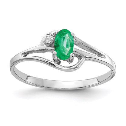 14k White Gold 5x3mm Oval Emerald A Real Diamond ring