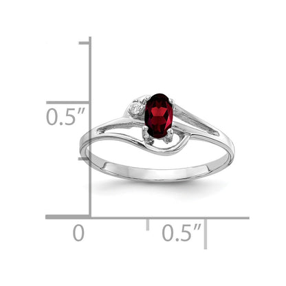 14k White Gold 5x3mm Oval Garnet VS Real Diamond ring