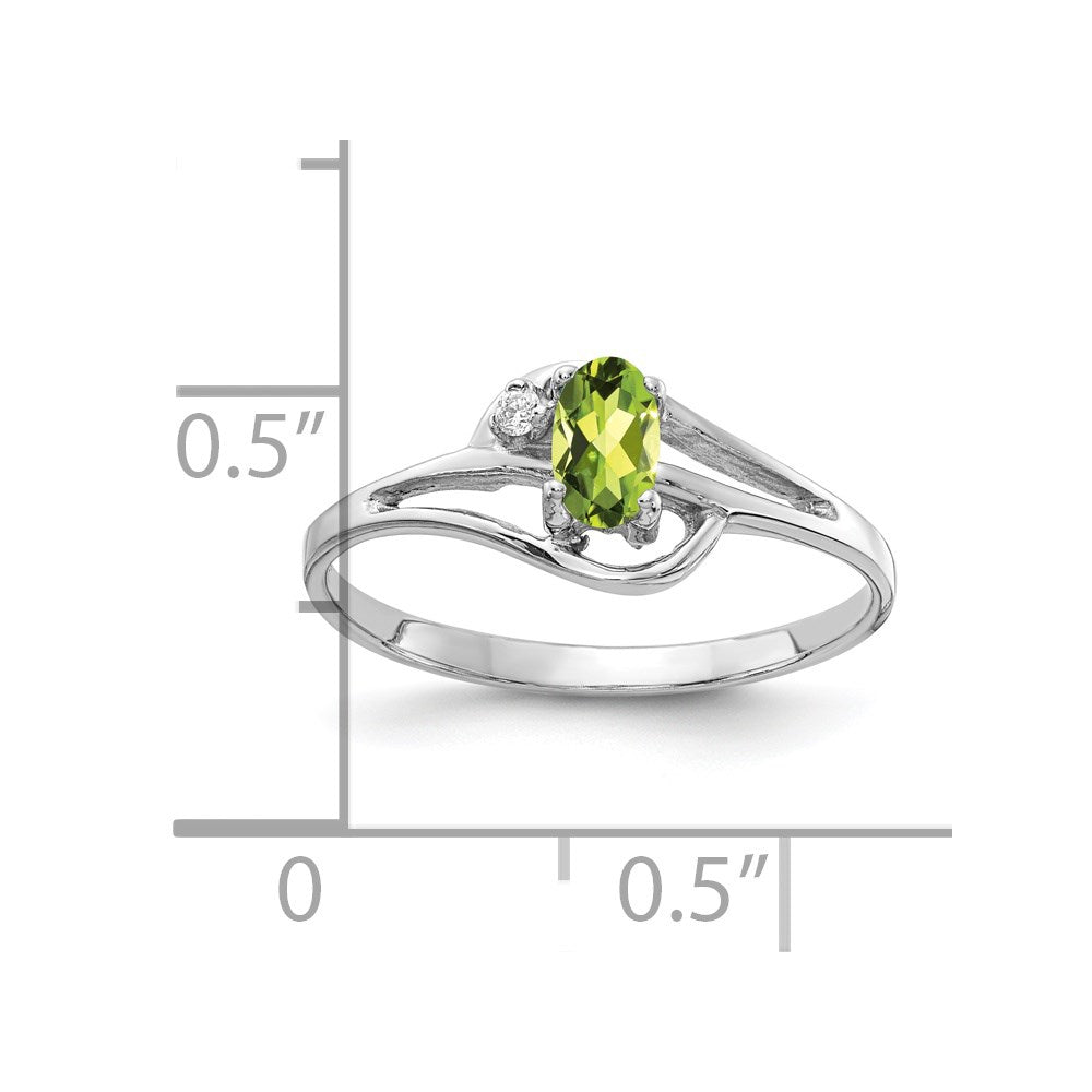 14k White Gold 5x3mm Oval Peridot A Real Diamond ring
