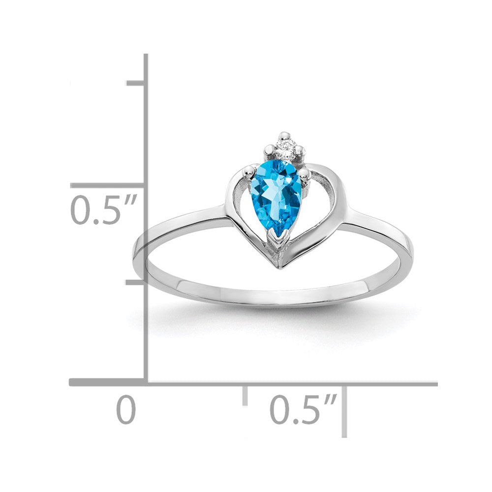 14k White Gold 5x3mm Pear Blue Topaz VS Real Diamond ring