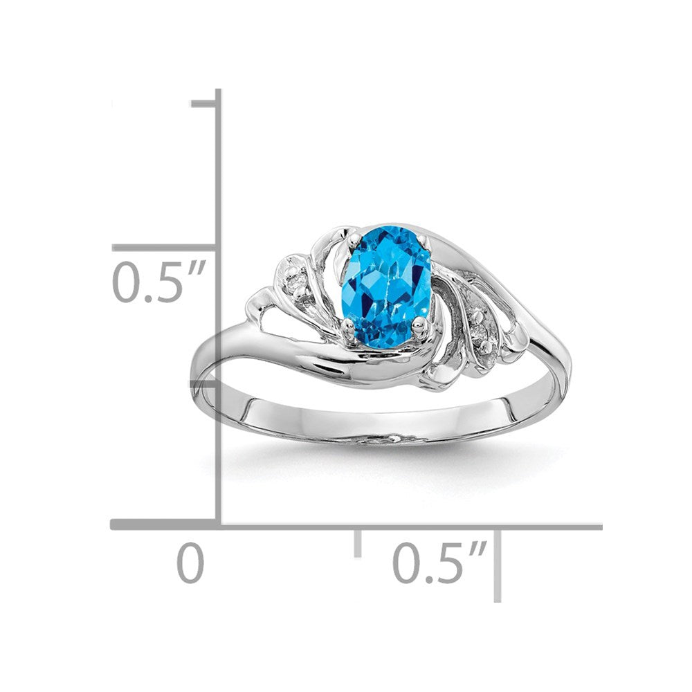 14k White Gold 6x4mm Oval Blue Topaz A Real Diamond ring