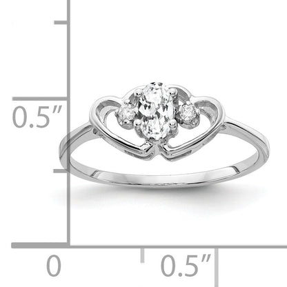 Solid 14k White Gold 5x3mm Oval Cubic Zirconia AA Simulated CZ Ring ...