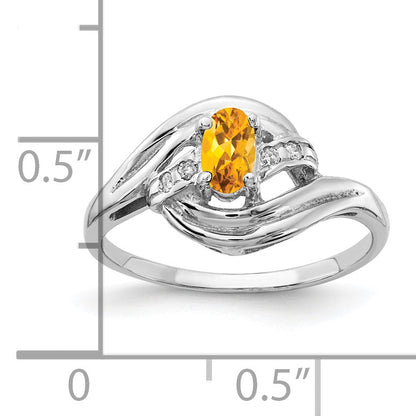 Solid 14k White Gold 5x3mm Oval Simulated Citrine AAA CZ Ring