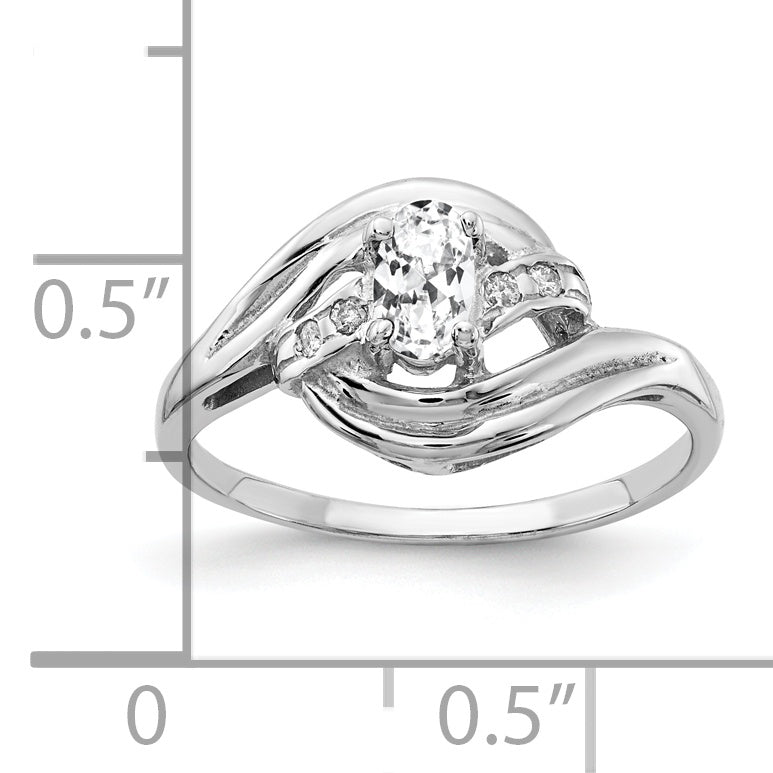 Solid 14k White Gold 5x3mm Oval Cubic Zirconia AA Simulated CZ Ring ...