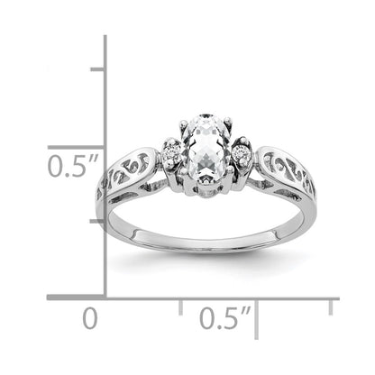 14k White Gold 6x4mm Oval Cubic Zirconia AAA Real Diamond ring
