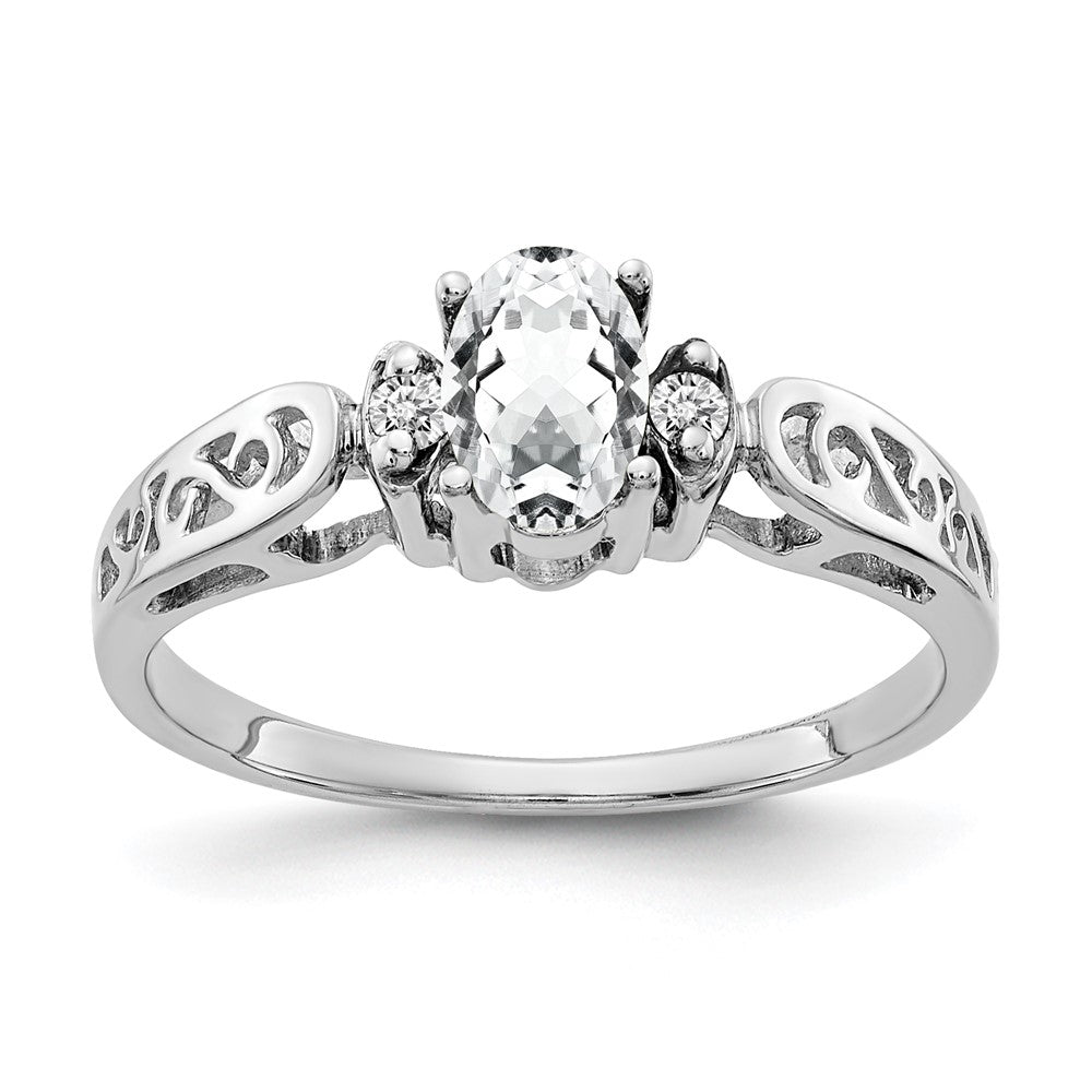 14k White Gold 6x4mm Oval Cubic Zirconia AAA Real Diamond ring
