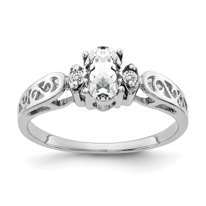 14k White Gold 6x4mm Oval Cubic Zirconia AAA Real Diamond ring