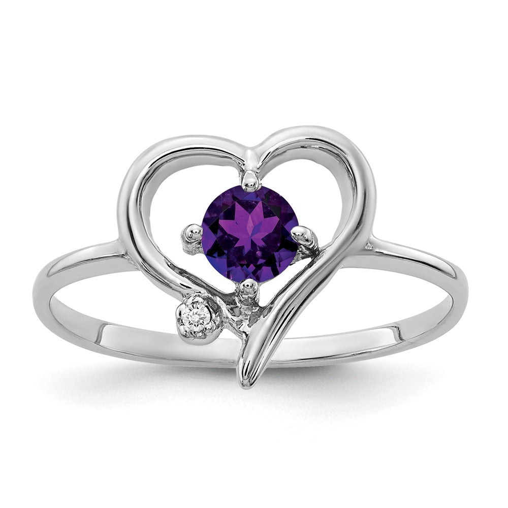 14k White Gold 4mm Amethyst VS Real Diamond ring