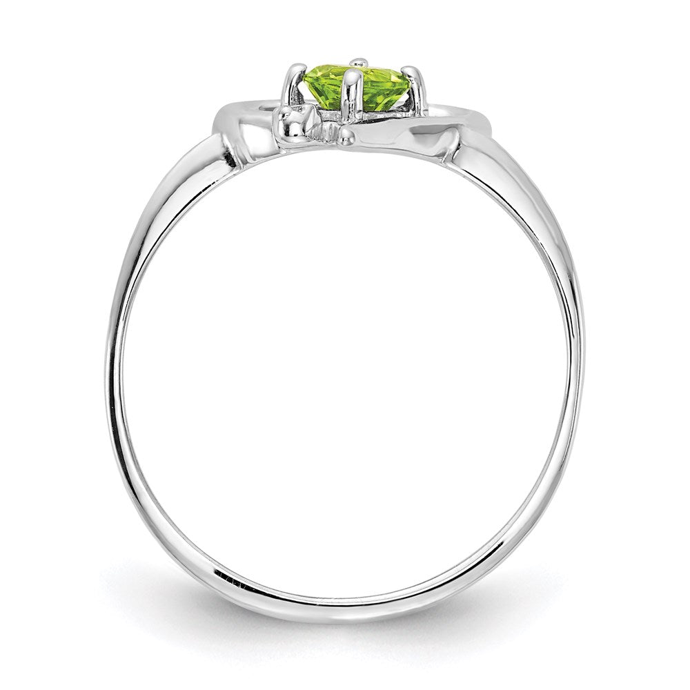 14k White Gold 4mm Peridot A Real Diamond ring