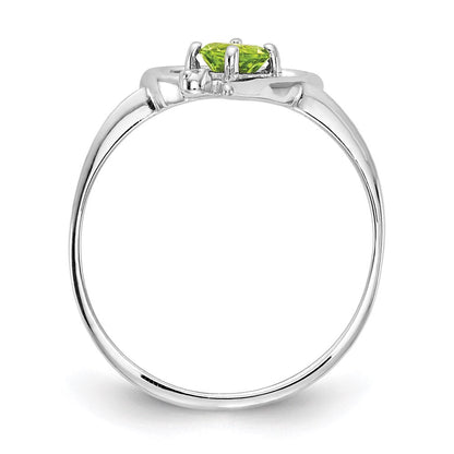 14k White Gold 4mm Peridot A Real Diamond ring