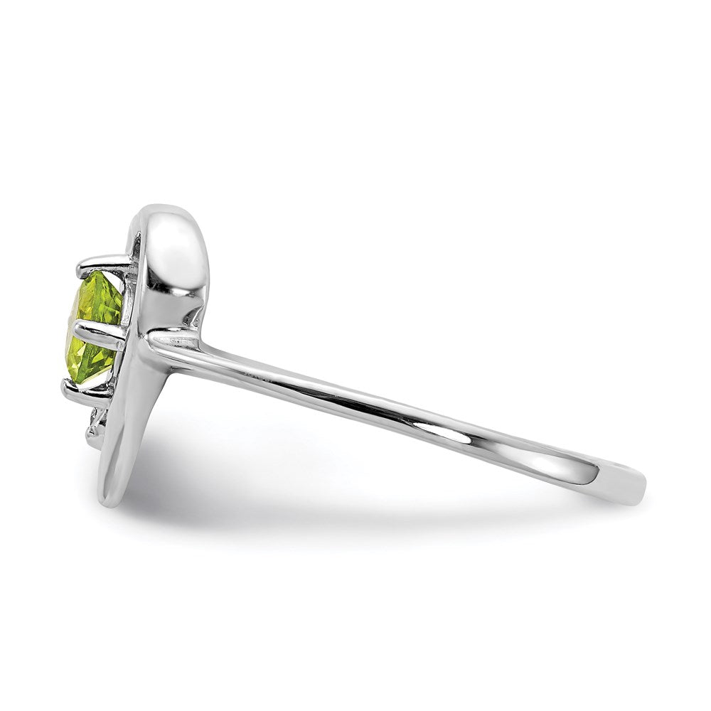 14k White Gold 4mm Peridot A Real Diamond ring