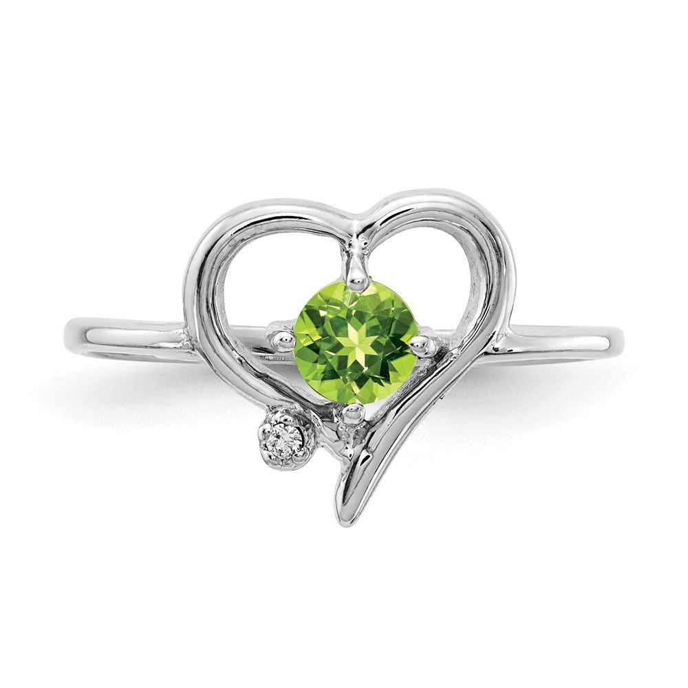 14k White Gold 4mm Peridot A Real Diamond ring