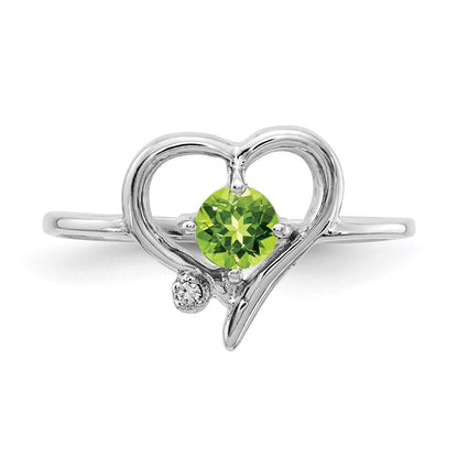 14k White Gold 4mm Peridot A Real Diamond ring