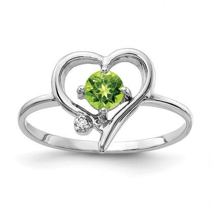 14k White Gold 4mm Peridot A Real Diamond ring
