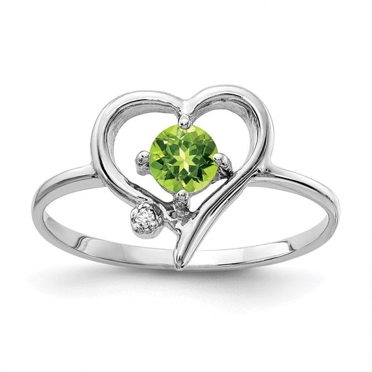 14k White Gold 4mm Peridot A Real Diamond ring