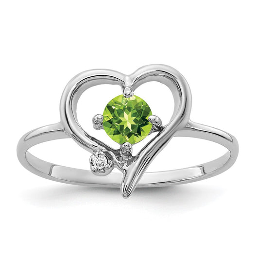 14k White Gold 4mm Peridot VS Real Diamond ring