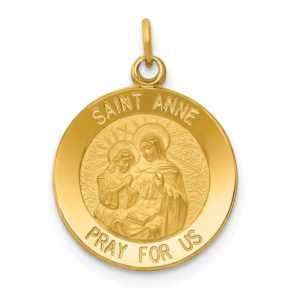 14k Yellow Gold Saint Anne Medal Charm