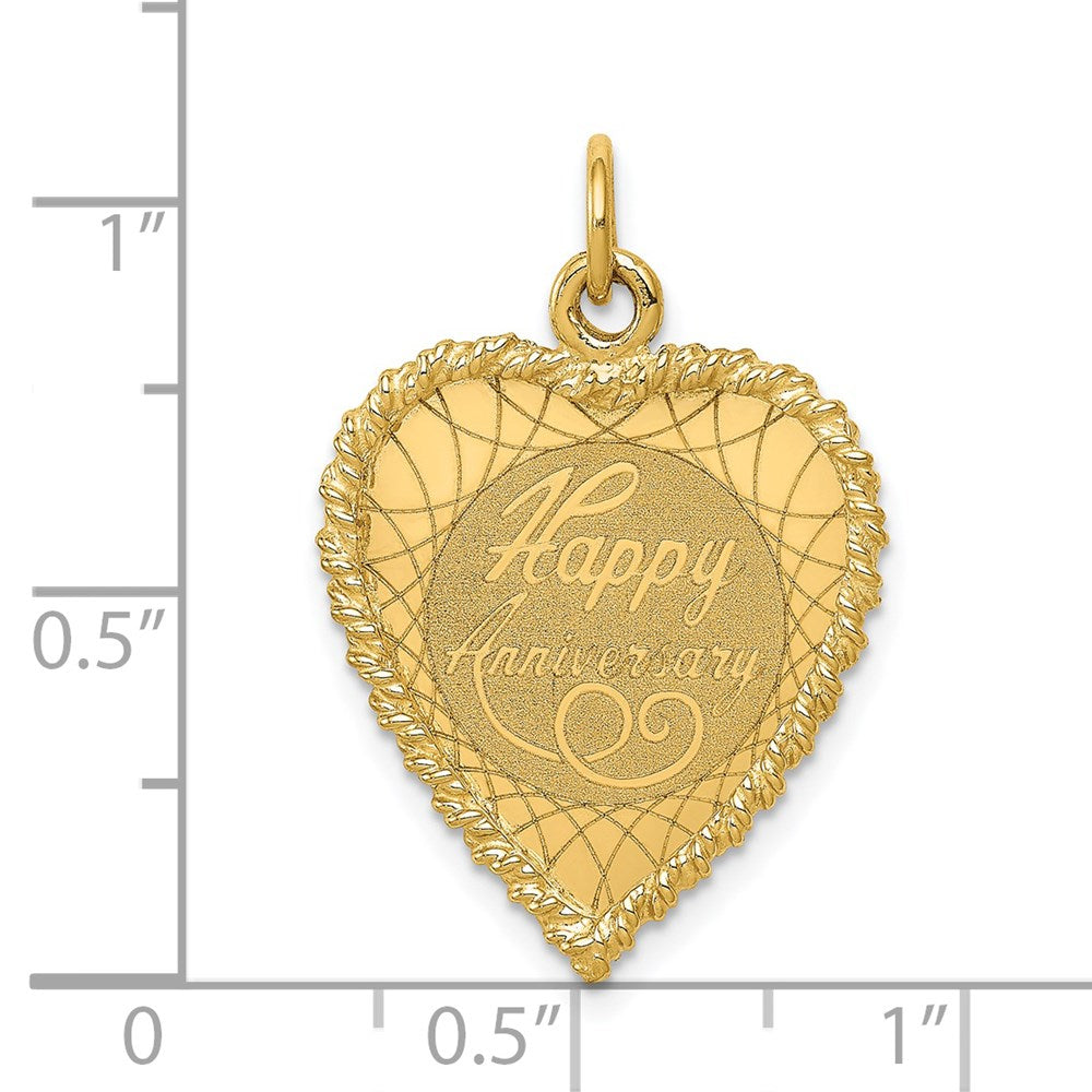 14k Yellow Gold HAPPY ANNIVERSARY Heart Charm