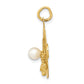 14k Yellow Gold GRADUATION DAY w/Cap and FW Cultured Pearl Charm