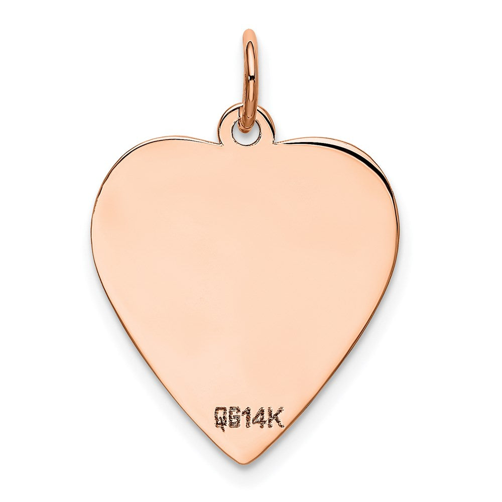 14k Rose Gold Rose Polished Heart Shaped Disc Pendant
