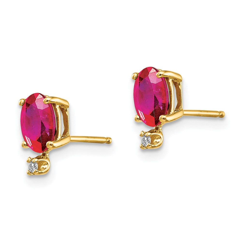 14k Diamond and Ruby Birthstone Earrings