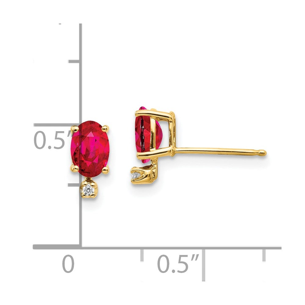 14k Diamond and Ruby Birthstone Earrings