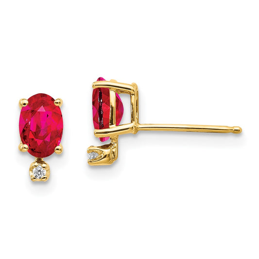 14k Diamond and Ruby Birthstone Earrings