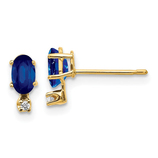14k Diamond and Sapphire Birthstone Earrings