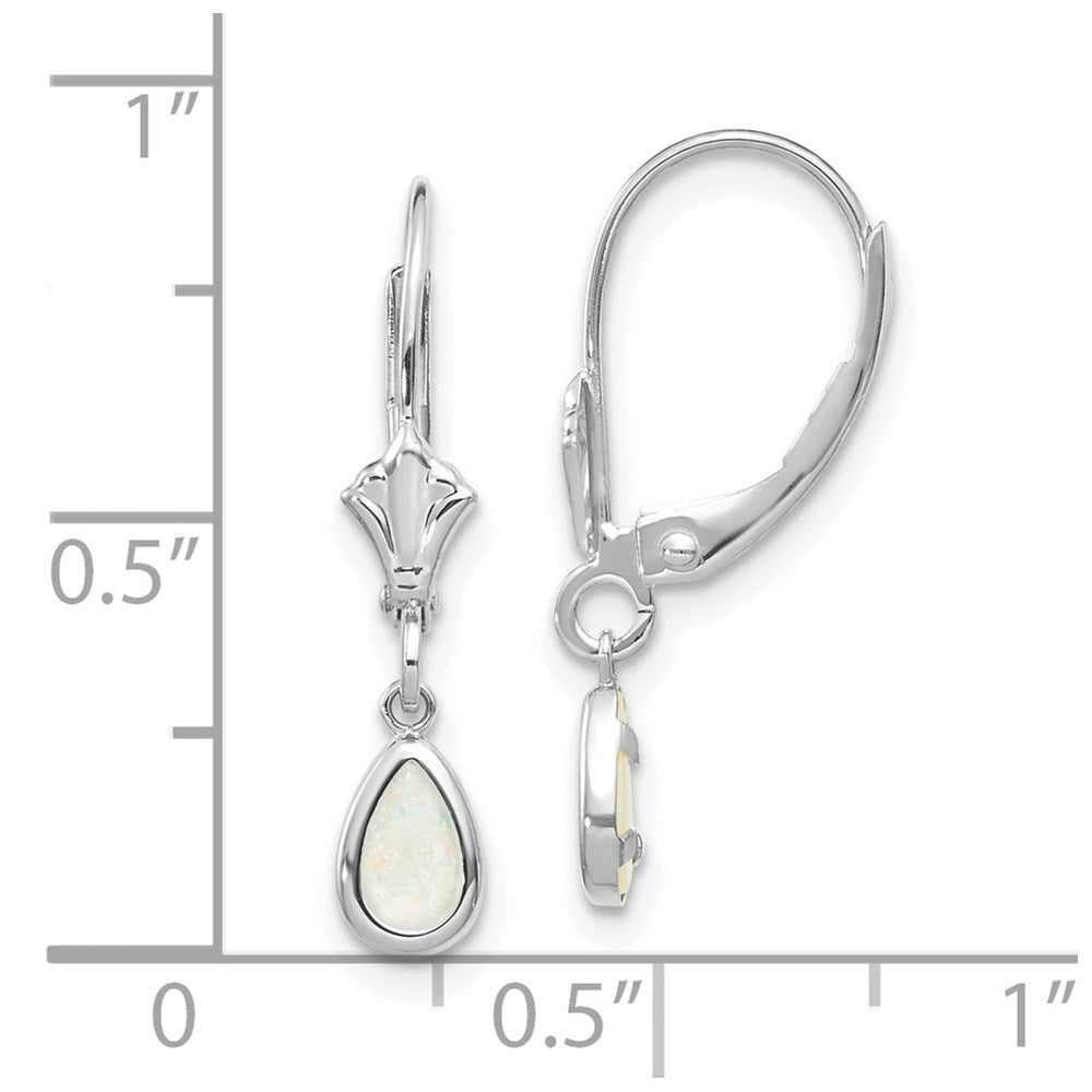 14k White Gold 6x4mm Opal/October Earrings