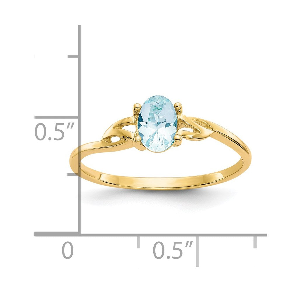 14K Yellow Gold Aquamarine Birthstone Ring