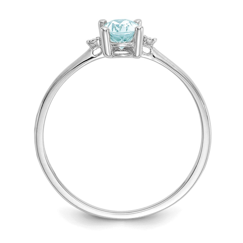 14k White Gold Real Diamond u0026 Aquamarine Birthstone Ring