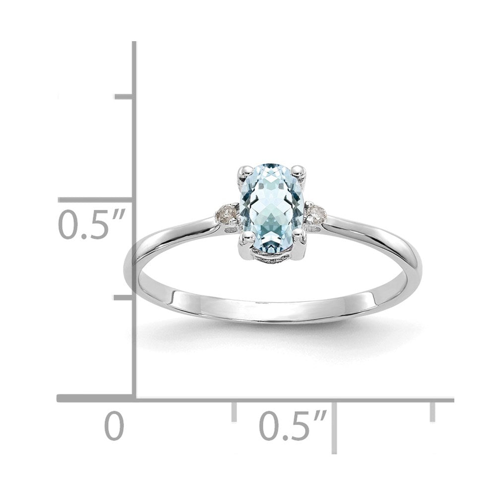 14k White Gold Real Diamond u0026 Aquamarine Birthstone Ring