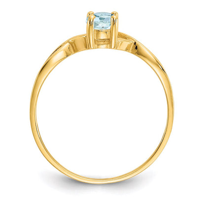 14K Yellow Gold Aquamarine Birthstone Ring