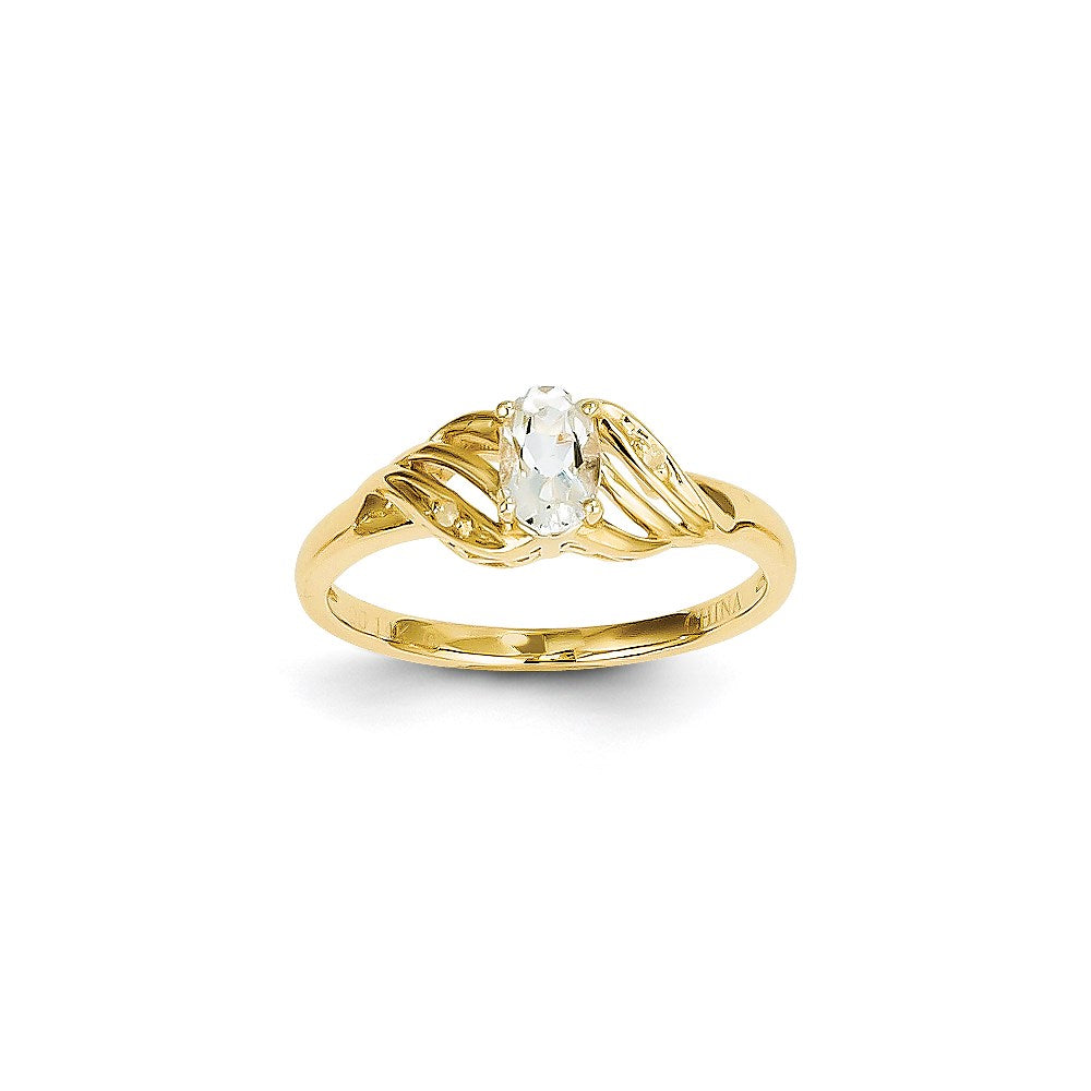 14k Yellow Gold White Topaz Diamond Ring