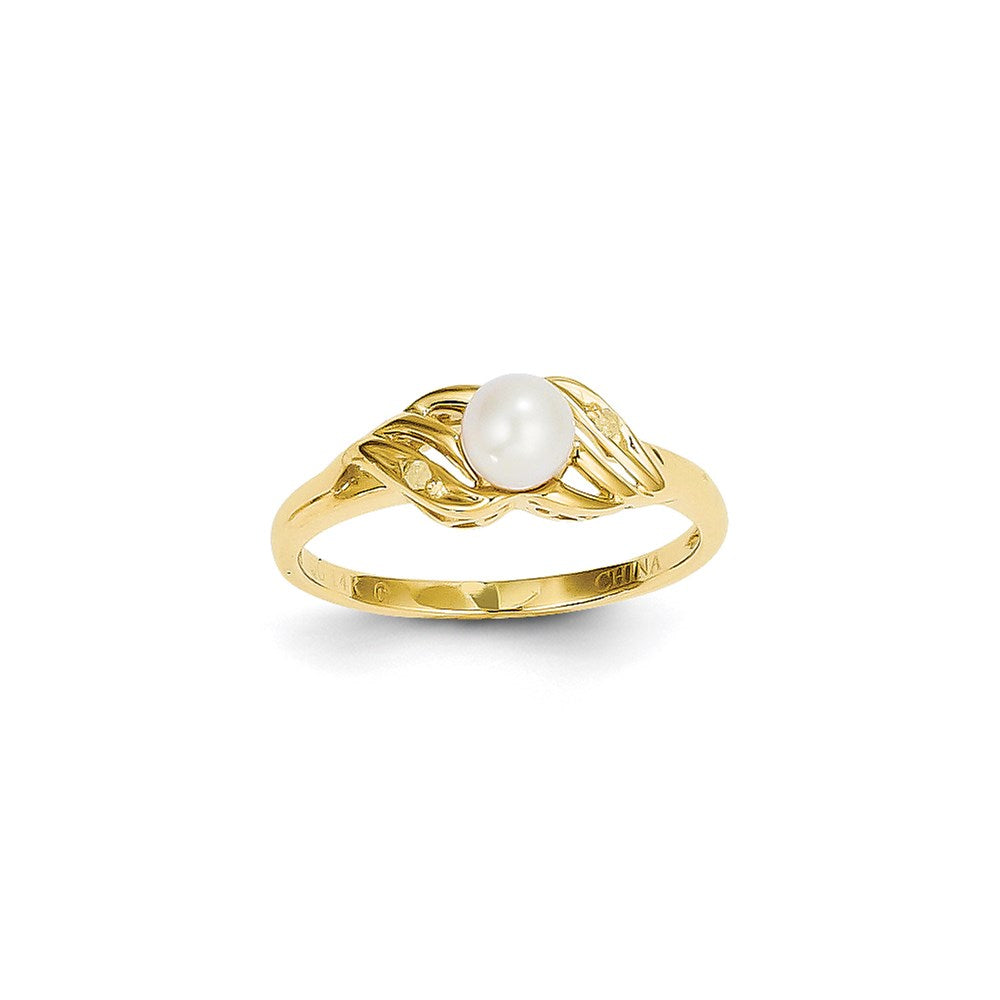 14k Yellow Gold FW Cultured Pearl Diamond Ring