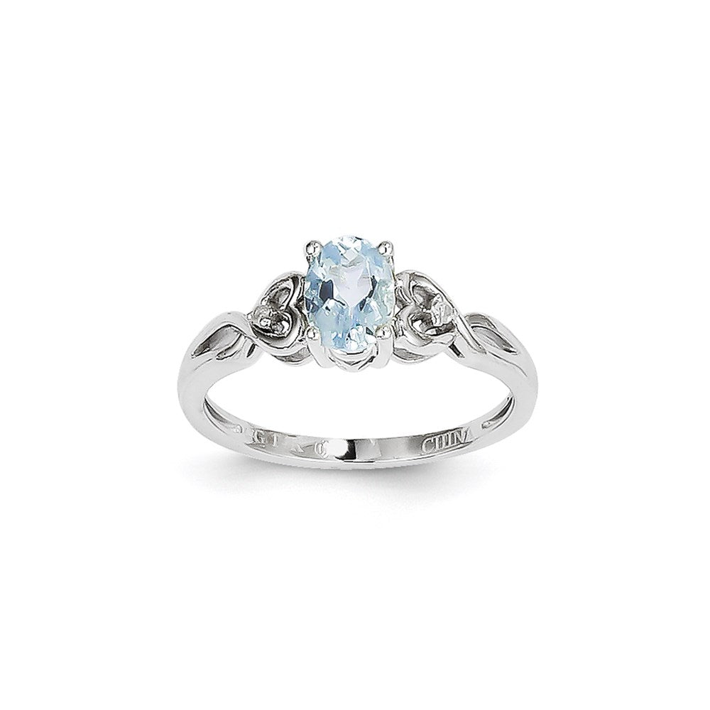 14k White Gold Aquamarine Diamond Ring
