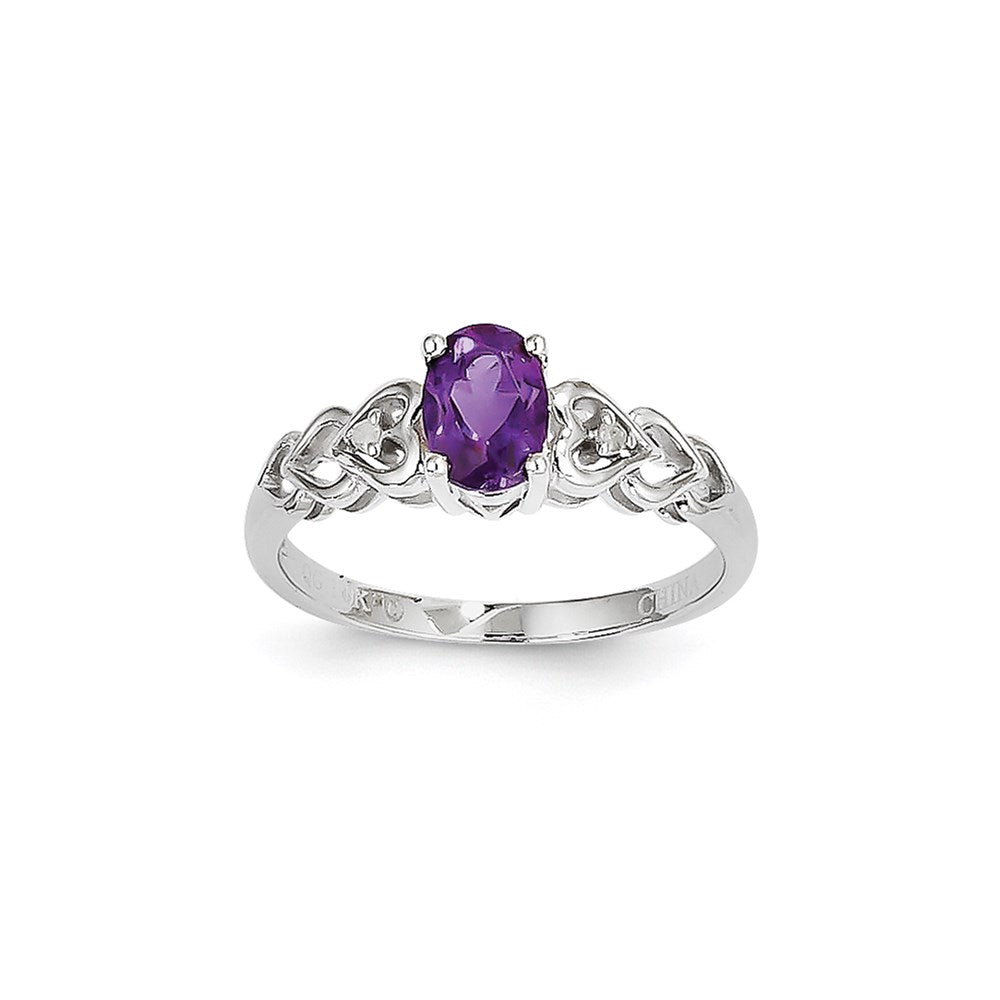 14k White Gold Purple Amethyst Diamond Ring