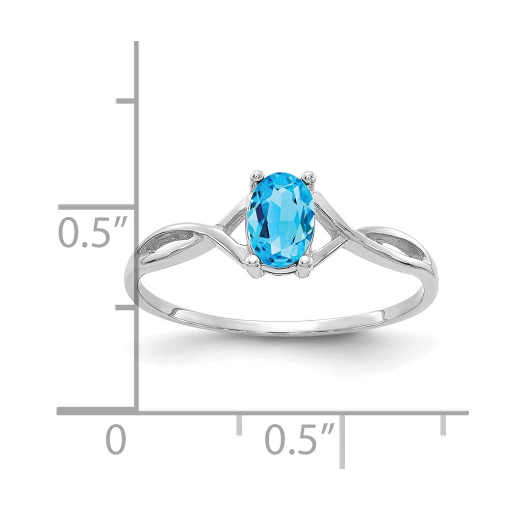 14k White Gold Blue Topaz Birthstone Ring