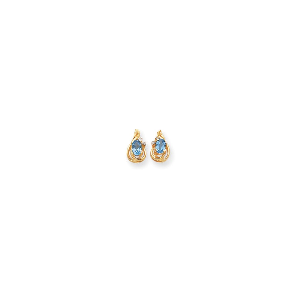 14k Yellow Gold Diamond & Blue Topaz Earrings
