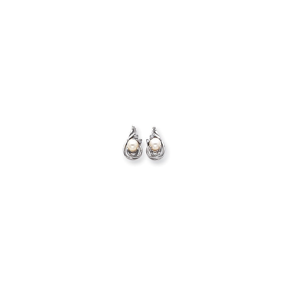 14k White Gold WG Dia & FWCP Earrings