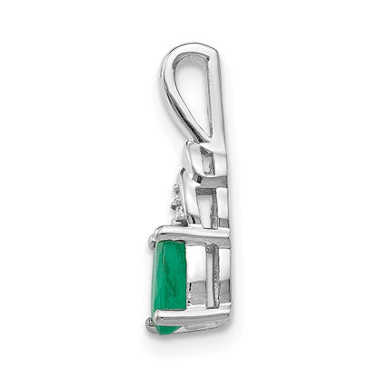 14k White Gold Emerald and Diamond Pendant