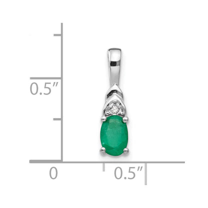 14k White Gold Emerald and Diamond Pendant
