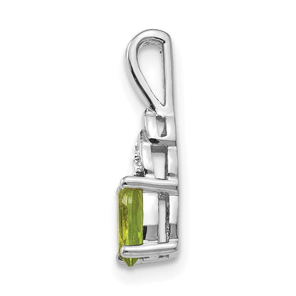14k White Gold Peridot Diamond Pendant