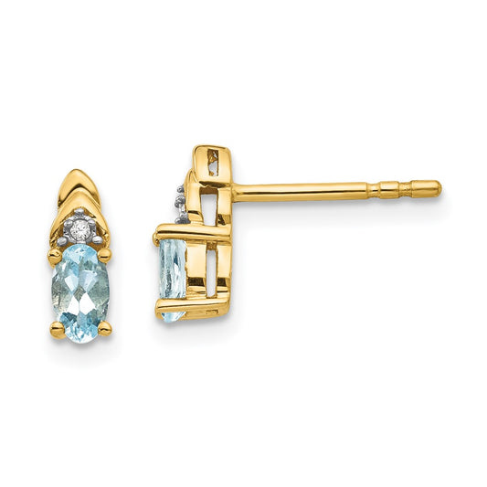 14K Diamond and Aquamarine Earrings