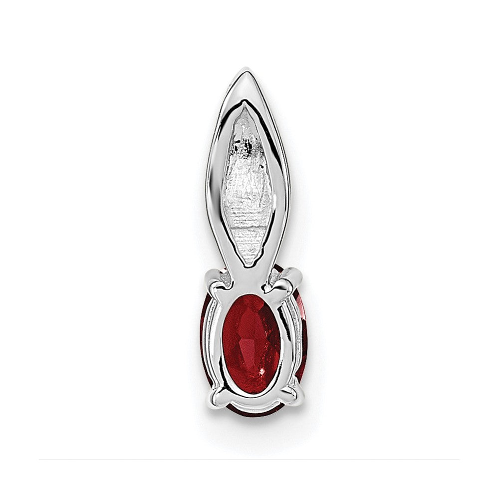 14k White Gold Garnet Diamond Pendant