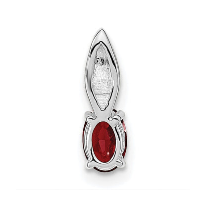 14k White Gold Garnet Diamond Pendant
