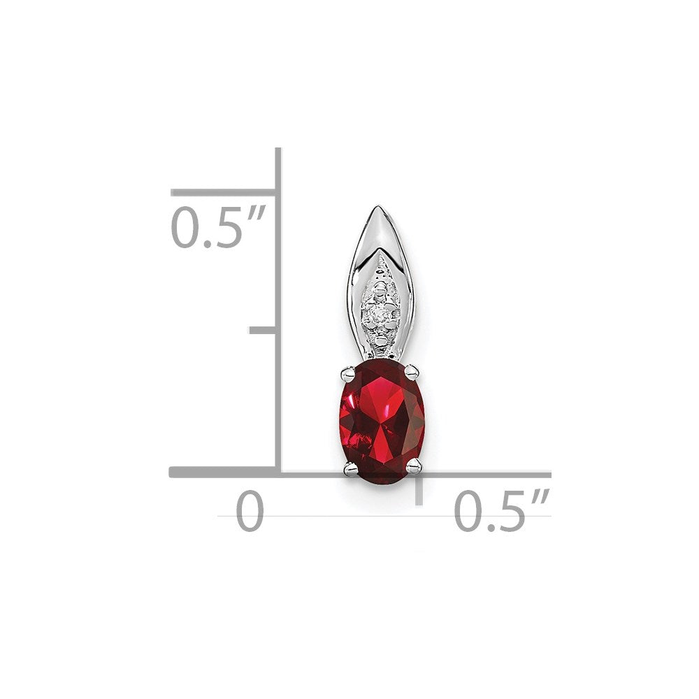 14k White Gold Garnet Diamond Pendant