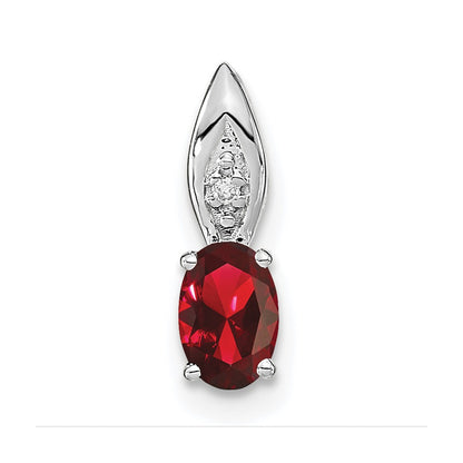 14k White Gold Garnet Diamond Pendant